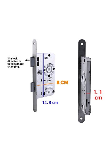 Badem10 Pvc Wooden Door - Wc Bathroom Mortise with Lock Left and Barrel Free Lock Without Cylinder