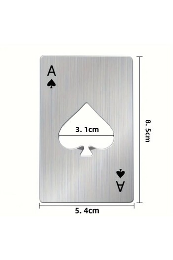 UrbanCove Co Stainless Steel Bottle Opener - Spade Ace, Metallic Gray and Black, 1 Piece