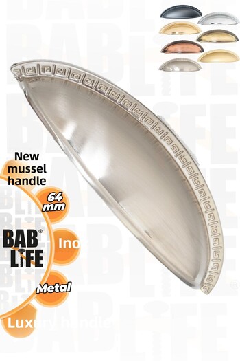 bablife New Mussel 64mm Inox Stone Sandal Dish Luxury Modern Drawer Cabinet Cloakroom Furniture Handles
