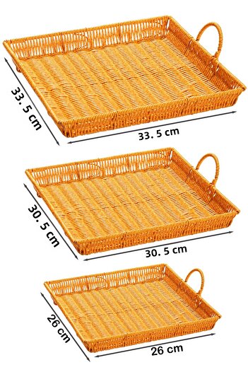 Porsima 709-A Square 3-Piece Wicker Basket Set - Home, Bathroom, Kitchen Organizer