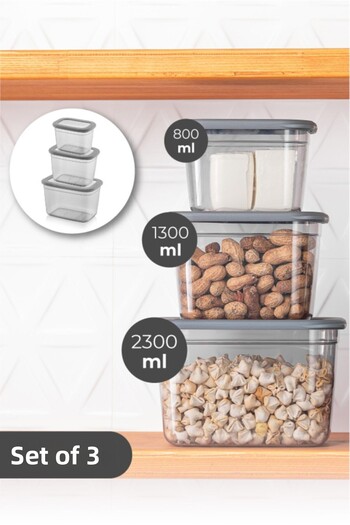 PD-Home Foil Poly Triple Rectangular Storage Container Deep 1x (2300 Ml, 1300 Ml, 800 Ml)