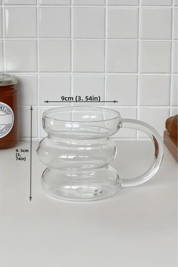 MİEN Mien Borosilicate Glass Cup with Handle Macaron Sliced ​​400 ml