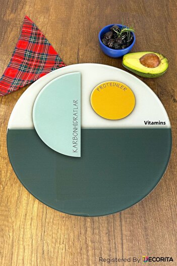 Decorita Glass Diet Plate| Glass Presentation Plate| Portion Plate - Nutrient Separation| Diameter32cm