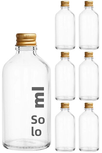 E Züccaciye 50 ml Transparent Metal Gold Cap Shot Bottle 50 Cc Cologne Fragrance Gift White Glass Bottle 6 Pieces