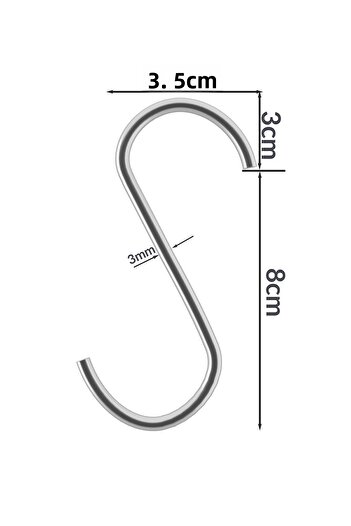 Roomie Home 8 Cm Kitchen Hook - S Hook, Wire Board Hook, Metal Hook, Macrame Hook