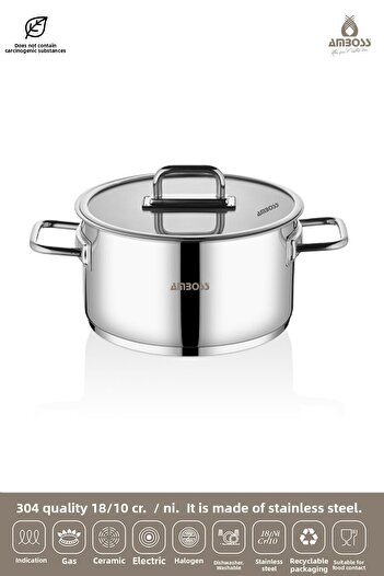 Amboss Nova Stainless Steel Deep Pot with Glass Lid 18X9 cm