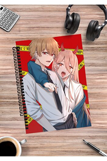 mertfigur Chainsaw Man Denji Power Aki Makima Anime Spiral Notebook A5 (50Sheets)