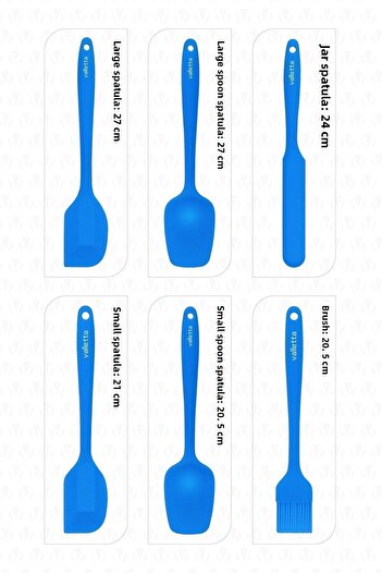 valletta Drongo Heat Resistant Fireproof Non-Stick Silicone Spatula Set 6 Pieces Dark Blue