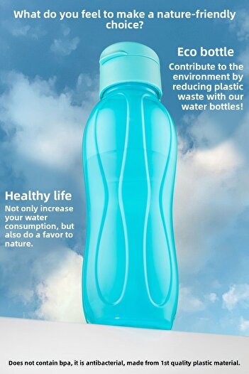 Meleni Home Set of 2 Eco Bottle Water Bottle - Practical Lid Flask 2x 750 Ml Orange - Turquoise