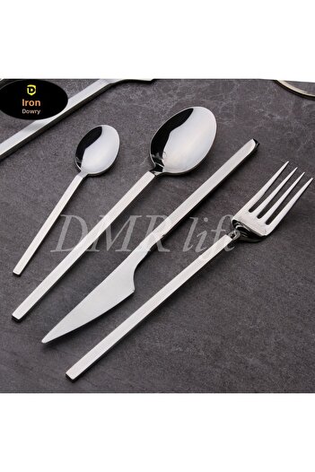 DMR LİFE Diamond Plain 48 Pieces 8 Person Fork Spoon Knife Set