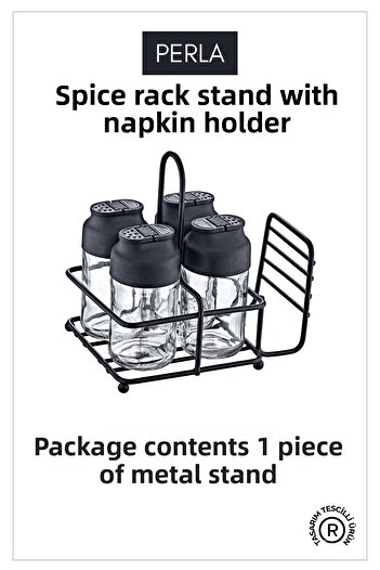 grimorlife Perla Metal Spice Rack Organizer - with Napkin Holder and Not Included