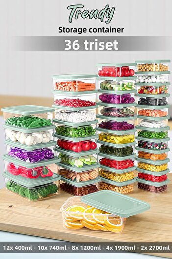 Meleni Home 36' Rectangular Storage Set - Microwave Safe Organizer