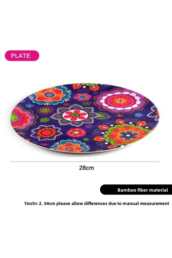 Fissman 1-Piece Flower Printed Plate Purple/Pink/Green 28cm
