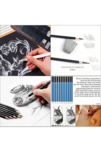Sanathobi Pencil Drawing Set, Sketching Pencil Set, Pencil Set with Grades, Toning-With Roller Pen Holder-32 Pieces