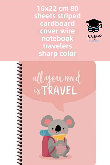 SEYFİKİRTASİYE 80 Sheets Lined 16x22 Cm Cardboard Cover - Ring Binder Notebook, Travelers Sharp Color