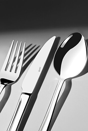 Nehir Sapphire Plain 6 Person 36 Piece Cutlery Set