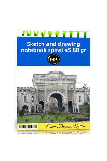Enine Boyuna Eğitim Caiet de schițe și desen cu tematică universitară Spiral Kraft 100 de coli A5 80 Gr
