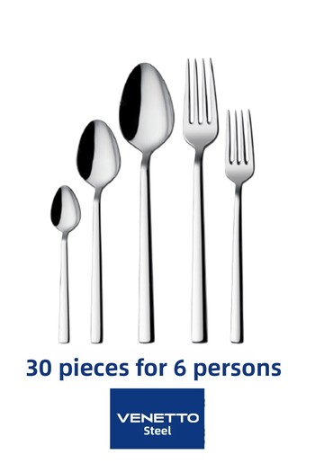 VENETTO 30 PIECES STEEL FORK SPOON SET
