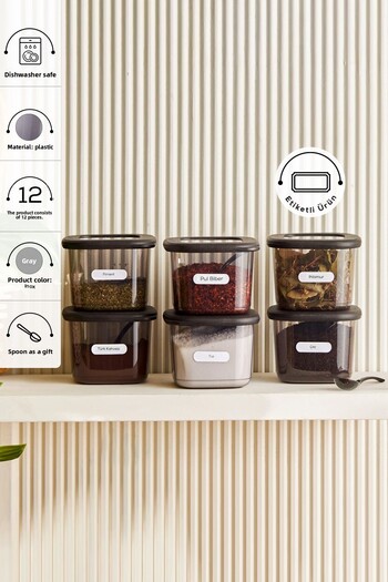Karaca Gray 6-Piece Spice Set - Forbs Spoon Gift