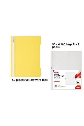 KarmaOfis Yellow Wire Binder Set 4 (50 Yellow Wire Binders + 200 Bag Binders)