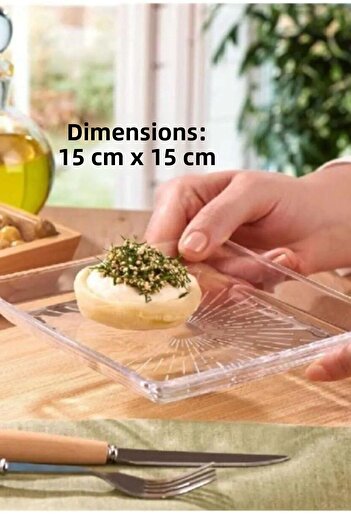 Paşabahçe Madlen Square Serving Plate, Dessert Plate | 2 Pieces