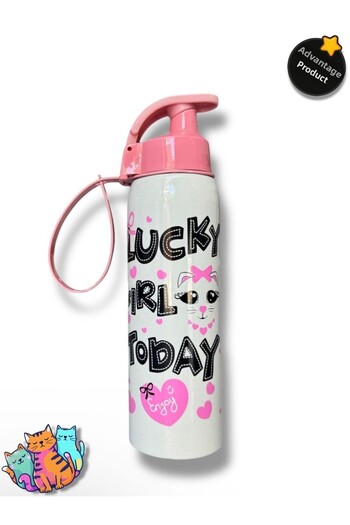 madam gold Herevin 0.5 Lt Opaque Patterned Flask with Cat