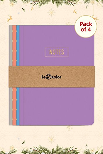 Le Color 4-Piece Notebook Set 14x20 Hardcover Ruled 128 Sheets