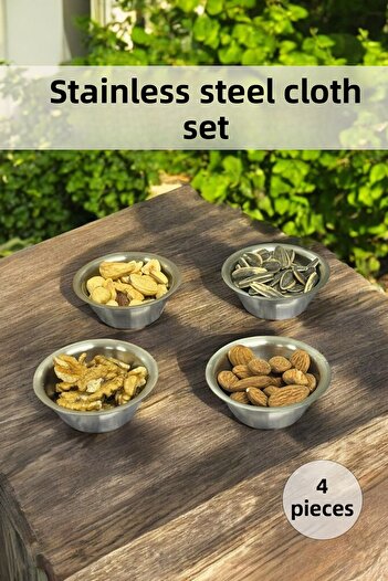 FİTHOME 4-Piece Stainless Steel Presenter Sauce Bowl and Snack Bowl