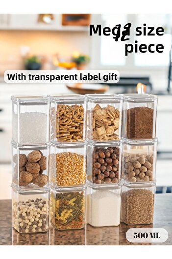Serin Bardak 12 Pieces Vacuum Mega Size Spice Bowl with Label 500 ml