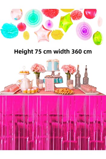 snowparty Fuchsia Pink Metallized Table Skirt Sparkly Table Skirt Birthday Ornament