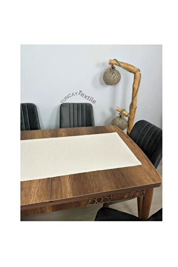 TUNCAY TEKSTİL Simple Plain Unprocessed Linen Runner Ranir Buldan Coffee Table Cover Table Top Cloth Fireplace 50x200