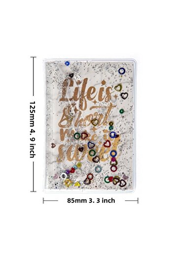 VUKİ Glittery and Watery Covered Patterned Mini Notebook with Colorful Pages