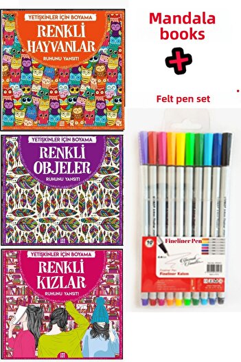 GÖNÜL YAYINCILIK Spirit 3-Piece Mandala Therapy Set - Reflection and Felted Pen
