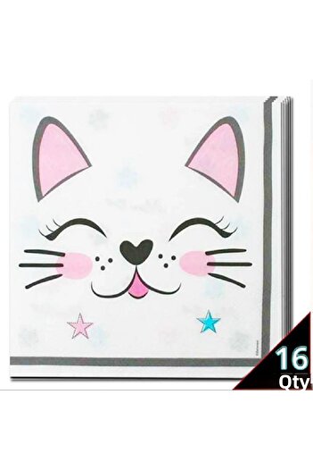 turkuaz parti عبوة من 16 منديل ورقية مزدوجة الطبقات من Miss Cat Cat