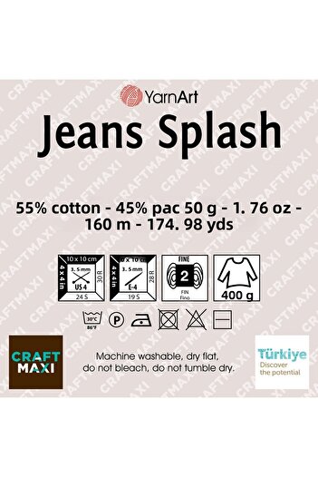 Yarnart Jeans Splash - Μαρμάρινο Χειροποίητο Πλεκτό Νήμα Ebruli-944