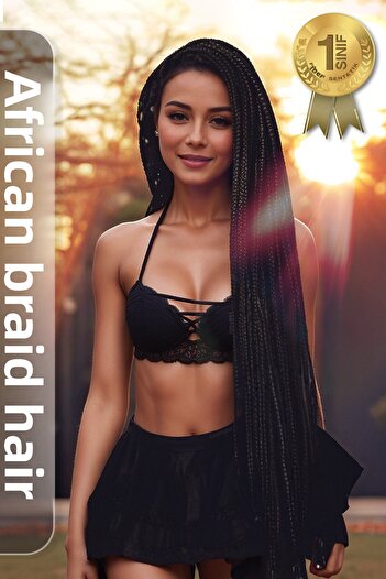 KONAK PERUK African Braid - Dark Chestnut Fiber Hair for Rasta and Box Braid