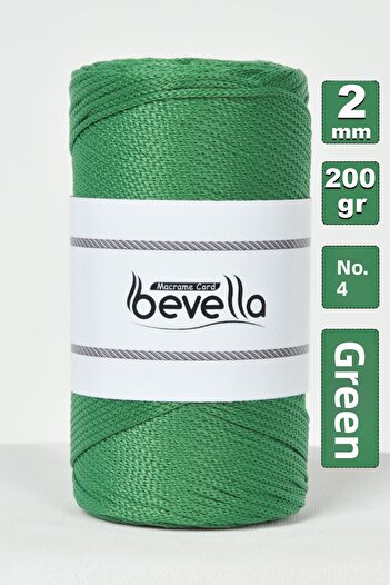 Bevella Macrame Cord 2 mm - 200 g Green Polyester Macrame Rope, Rope Supla and Bag Thread