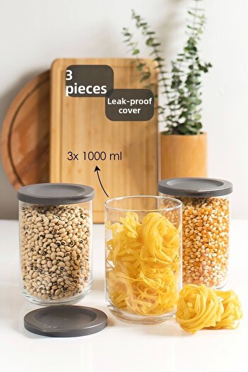 LAV Duo 1000 Cc 3 Pieces Storage Container Jar Set with Leak Proof Lid