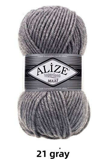 Alize Süperlana Maxi Χοντρό Πλεκτό Σχοινί 021 Γκρι Μελανζέ