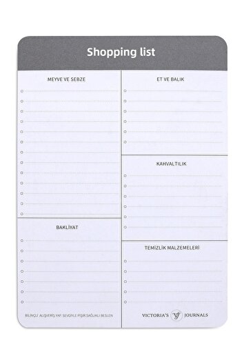 Victoria's Journals Shopping List