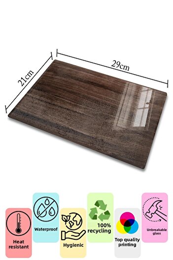 Postifull Glass Cutting Board, Chopping Board, Natural Wood Pattern, Thick and Tempered Unbreakable Glass, 21*30cm