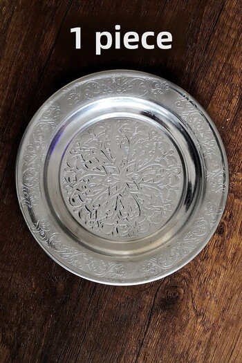 Binbir Trend 14 cm - Authentic Patterned Chrome Steel Appetizer and Serving Plate