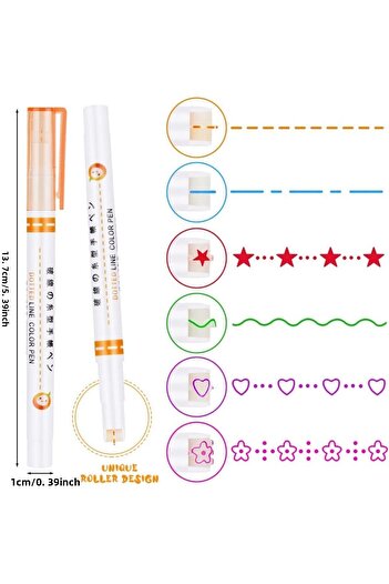 Modellino Patterned Shape Drawing Cylinder Seal Pen Line Highlighter Linear Color Pen - 1 Piece with Color Options
