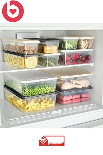 bizimevde 6-Piece Storage Container 4 Liter Deep Freezer Microwave Compatible