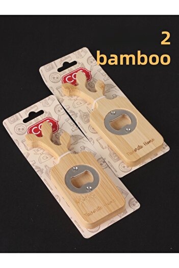 Leila 2 Pieces Bamboo Leaf Model Cap-Bottle Opener