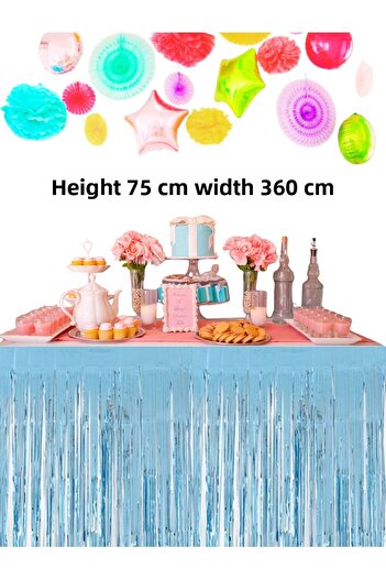 snowparty Blue Baby Blue Metallized Table Skirt Sparkly Table Skirt Birthday Ornament
