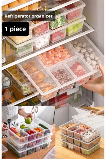 Bayev Luna 5 Compartment Refrigerator Organizer with Lid - Meat Fish Vegetable Organizer