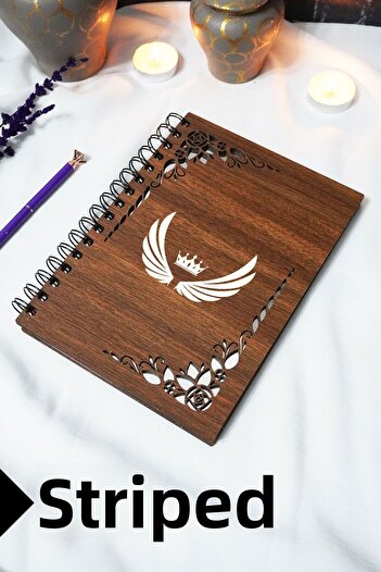 markcat Wing Wooden Cover Notebook - Lined Notebook - 60 Sheets (120 Pages) - A5 15X21 cm