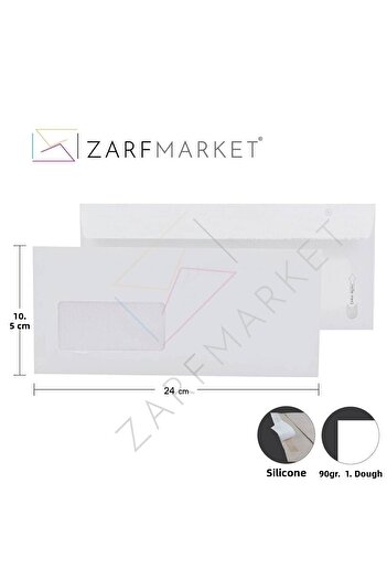 Diplomat Envelope with Window 10,5X24 cm 90 Gr 1.Dough 500 Pieces