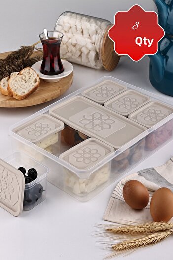Heredot Mithra Life 8-Piece Breakfast Set with Cream Lid, Storage Container Mit1164